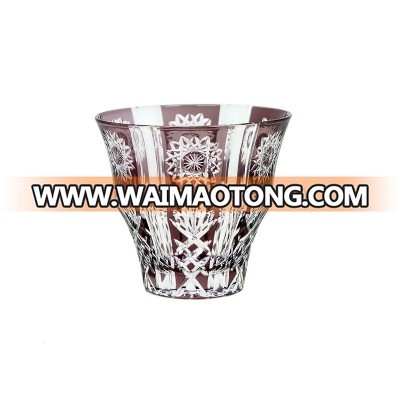 High quality popular carved overlay glass cup