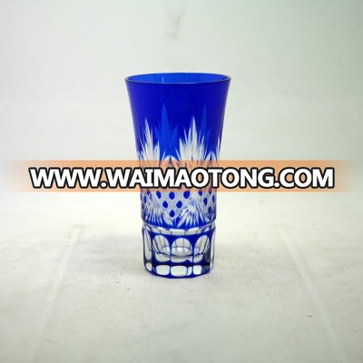 Edo cut sake glass cup cased glass cup with custom design