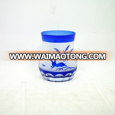 Drinking cup sets with hand carving and sandblasting glass cup