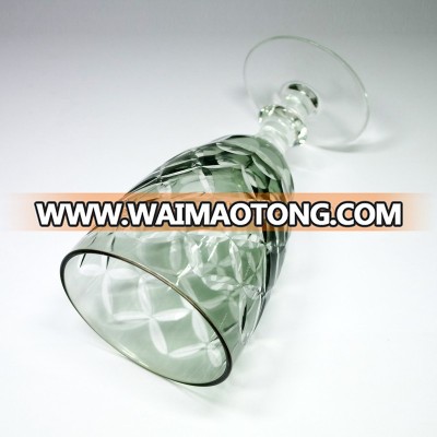 Short stem glass goblet with engraving and overlay glass cup