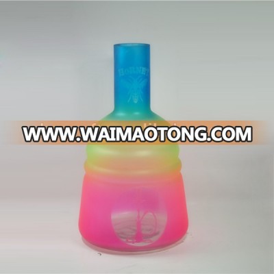 multi-colored glass hookah base vase with customized sandblasting design for most hookah stem