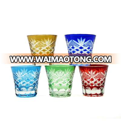 2019 hot sale handcarved overlay blown glass drinking cup