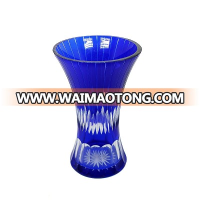 Chinese factory supply high quality Etched  blue Glass Vase